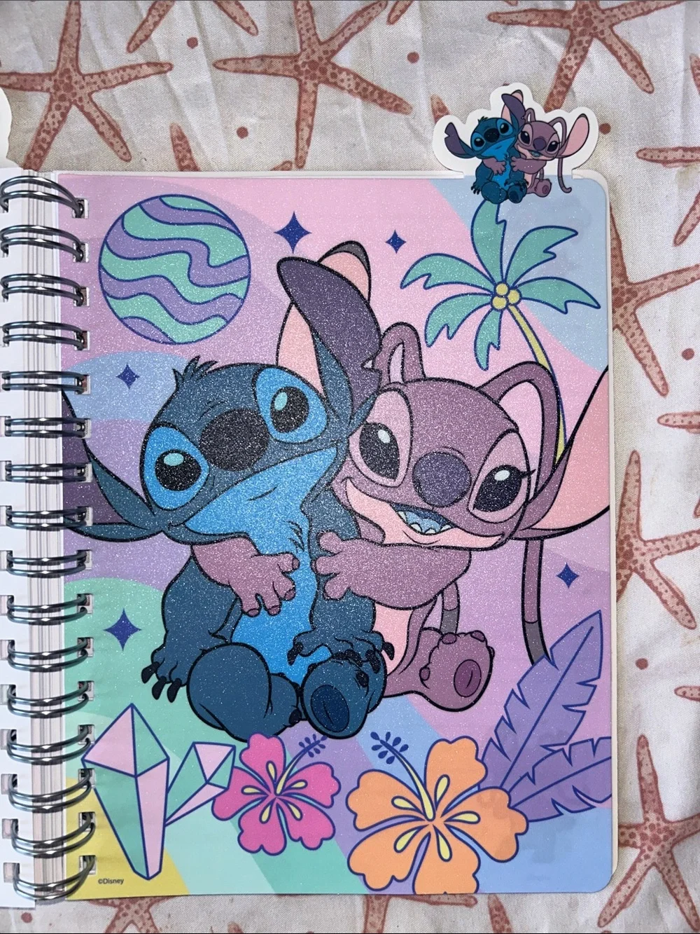Disney Stitch Spiral Notebook in Pink and Blue with Stickers